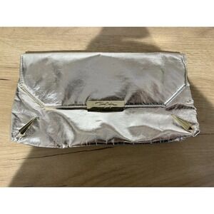 Thierry Mugler M/L Fold Over Metalic Silver Clutch H